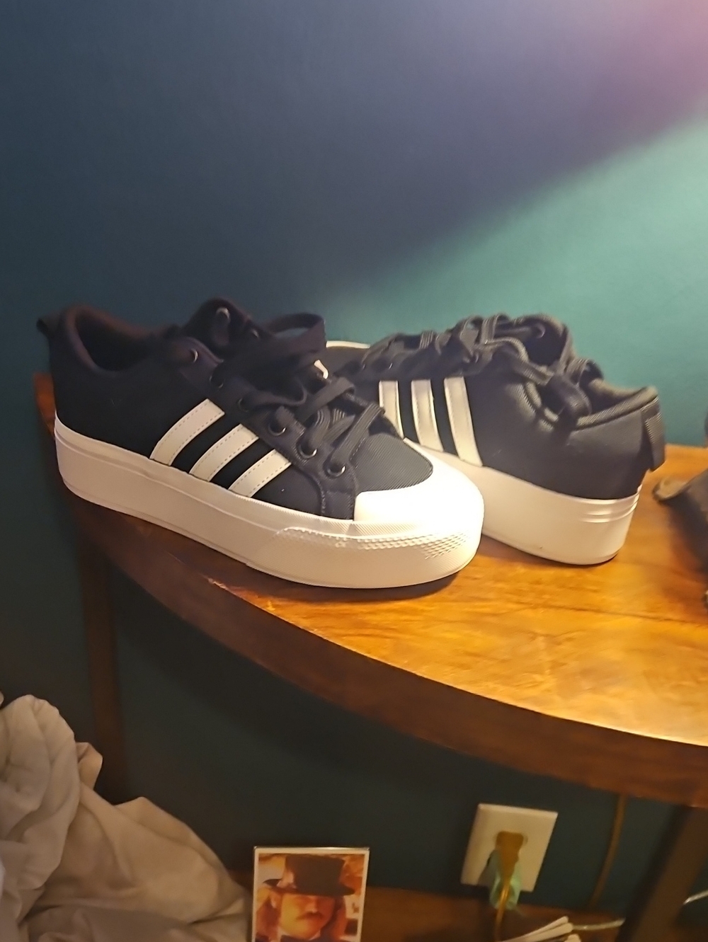 adidas Kids Black and White Platform Sneakers